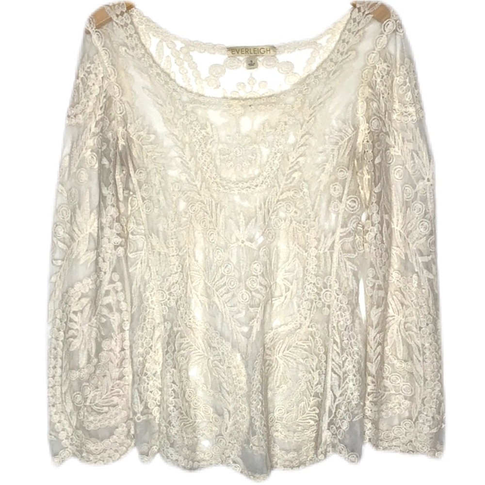 Anthropologie Everleigh Long‎ Sleeve Crochet Top